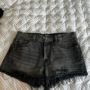 Levis black wash cutoff shorts